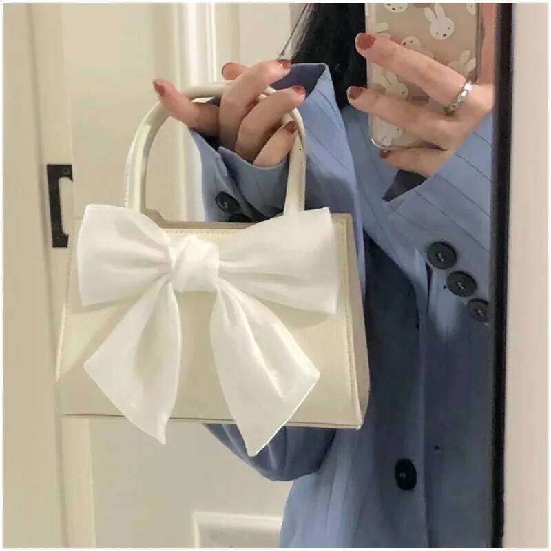 Women's Handbags Bow Pattern Sweet Girls Underarm Bag Fashion Pu Female Small Shoulder Messenger Bags Square Tote Purses Y260205