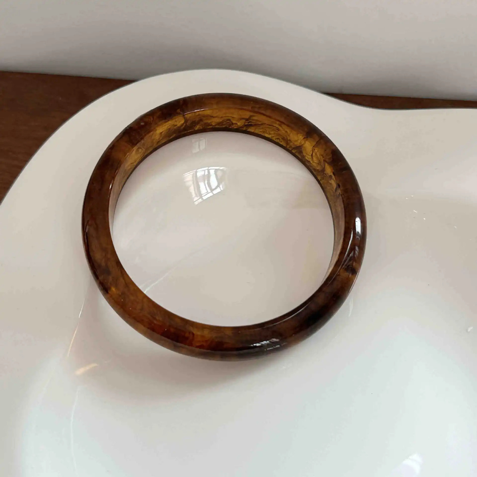 Retro Brown Resin Bangles Acrylic Marble Bracelet For Women Fashion Party Jewelry Gifts 260120