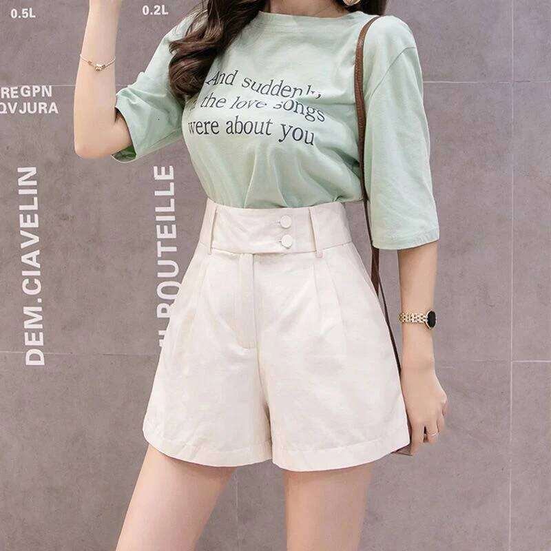 Women's Shorts Yellow Loose Wide High Waist Outdoor To Wear Comfy Streetwear Baggy Female Short Pants Aesthetic Harajuku Fashion XJ260206