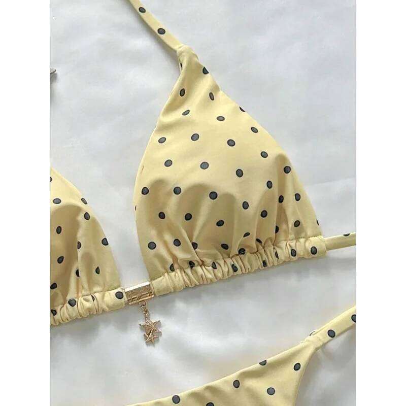 2026 Polka Dot Bikini Bikin Sexy Strap Split Set Swimsuit Women Z260206