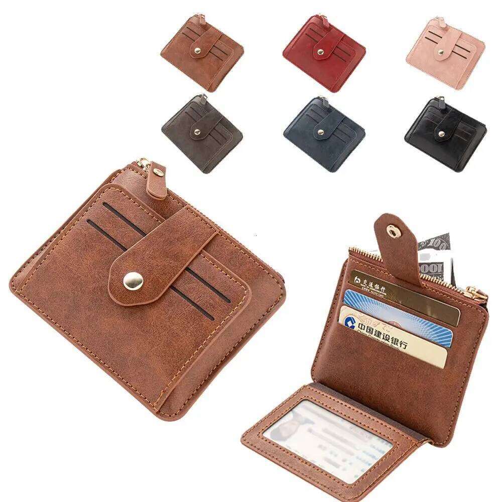 Simple PU Leather Women's Card Bag Zipper Large Capacity Men's Wallet Coin Purse for Male And Female Y260206