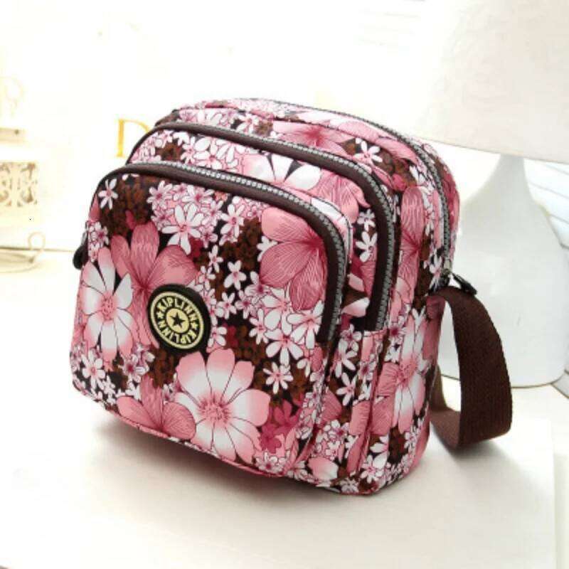 Women's nylon shoulder with floral print and multiple compartments, casual crossbody bag XJ260129