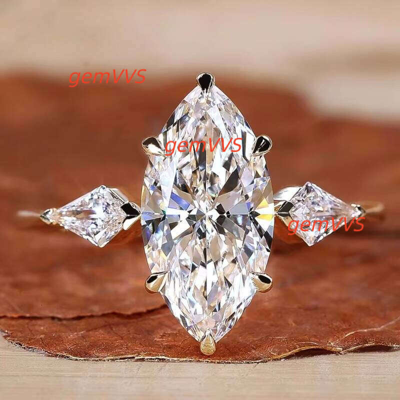 Igi Certified Cvd HPHT Vvs Lab Grown Created Diamond 14K 18K Solid Gold Rings Engagement Ring Jewelry For Women Three Stone