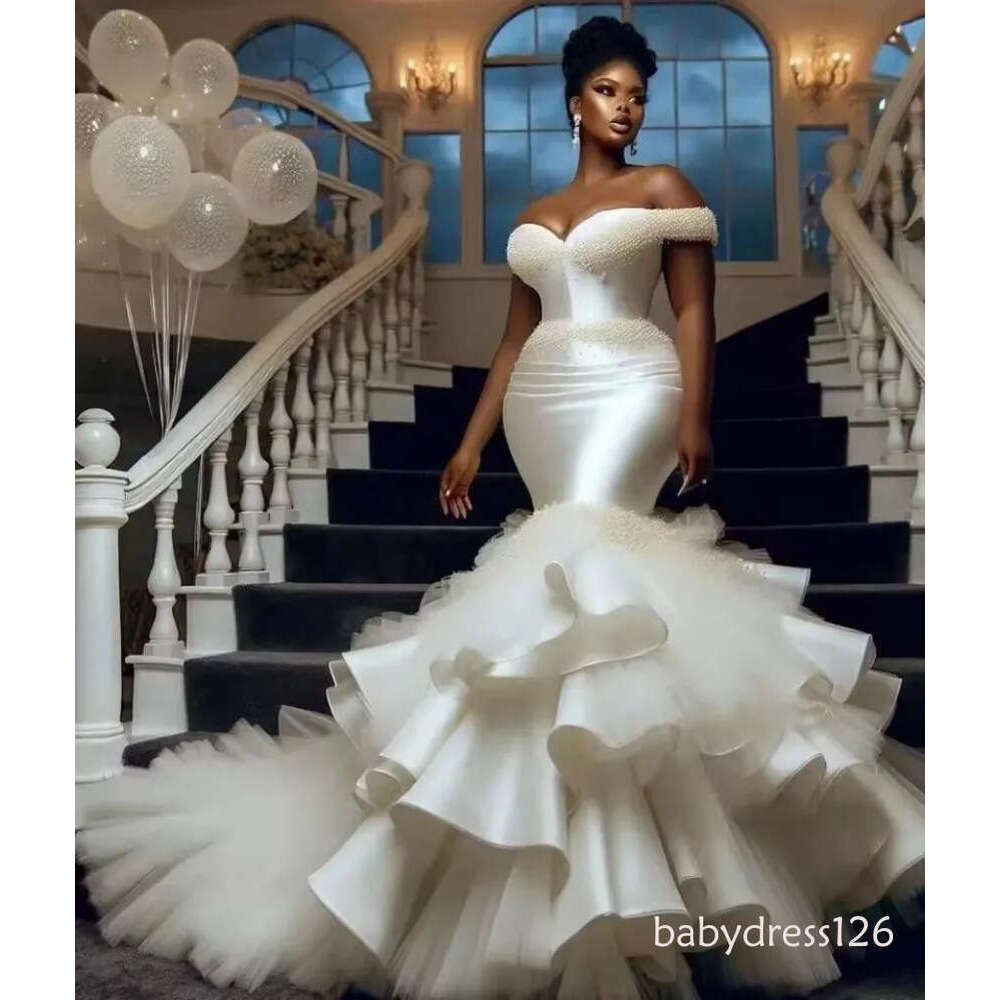 Gorgeous Mermaid Wedding Dress Luxury Woman 2026 Beaded Pearls Sweetheart Backless Bridal Gowns With Tier Ruffle Skirt Vestido De Noiva Customized D23