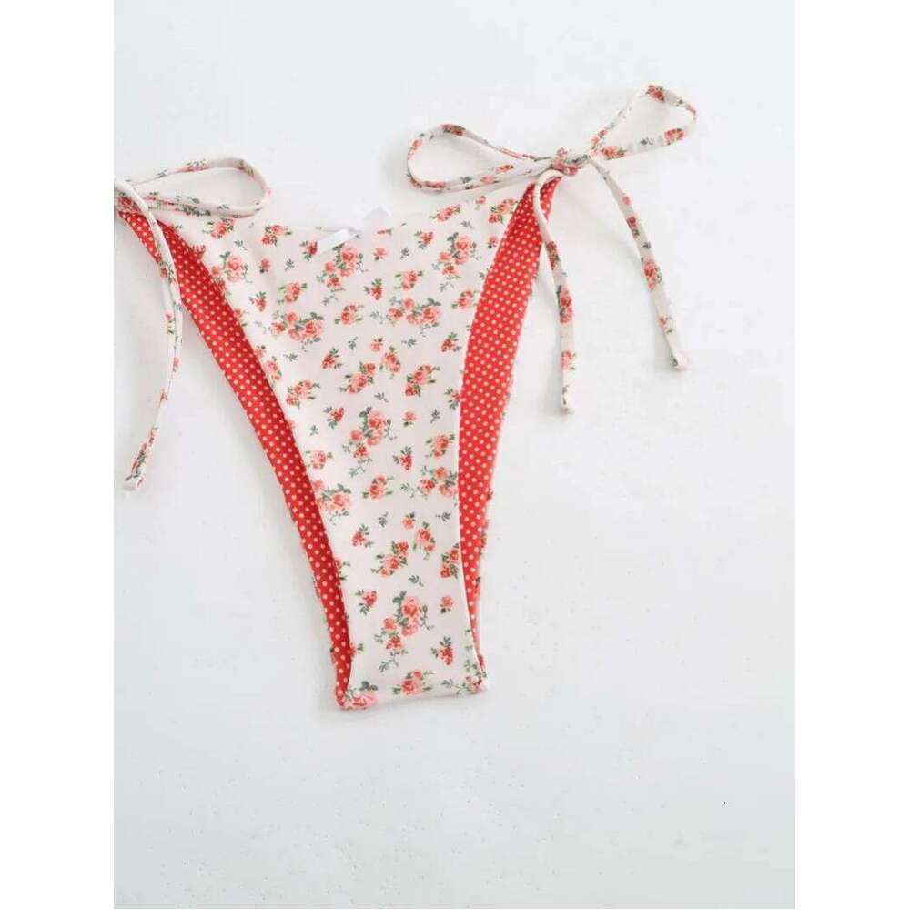 2025 Floral Halter Bikini Women's Sexy Backless Swimwear with Tie Detail Summer Strappy Two Piece Bathing Suit Holiday Z260206