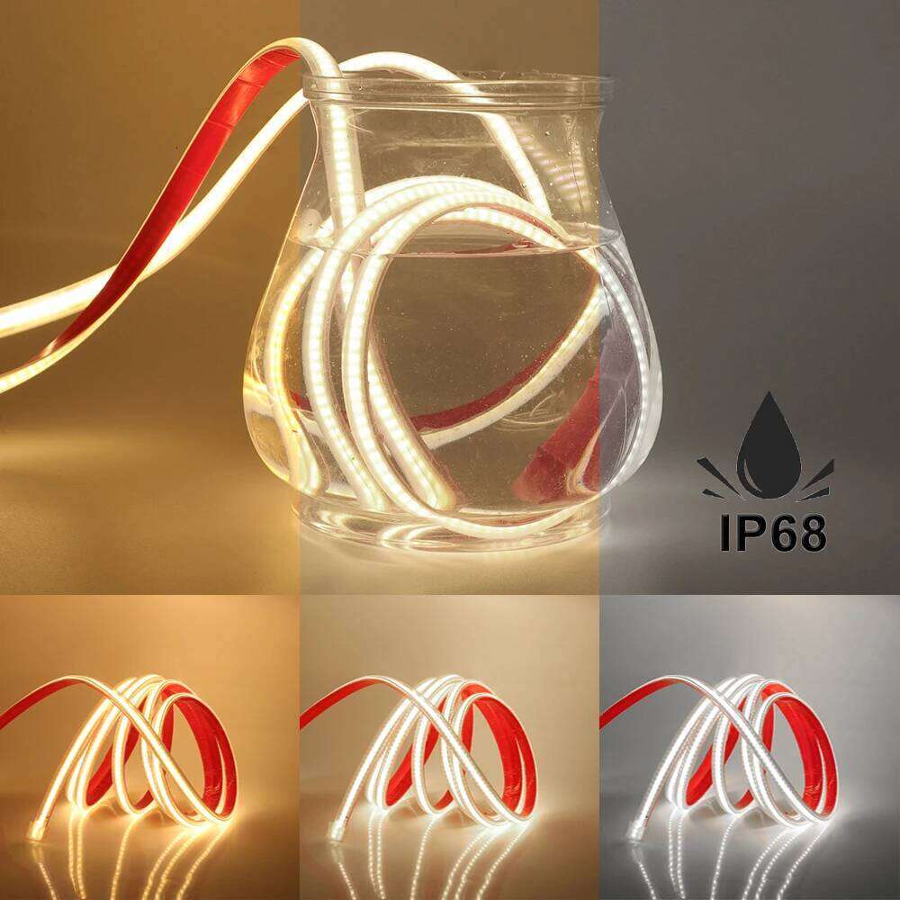 Waterproof 220V COB Led Strip with Switch EU UK Power Plug 288LEDs/M High Density Self-adhesive FOB LED Tape 3000K 4000K 6000K Z260206