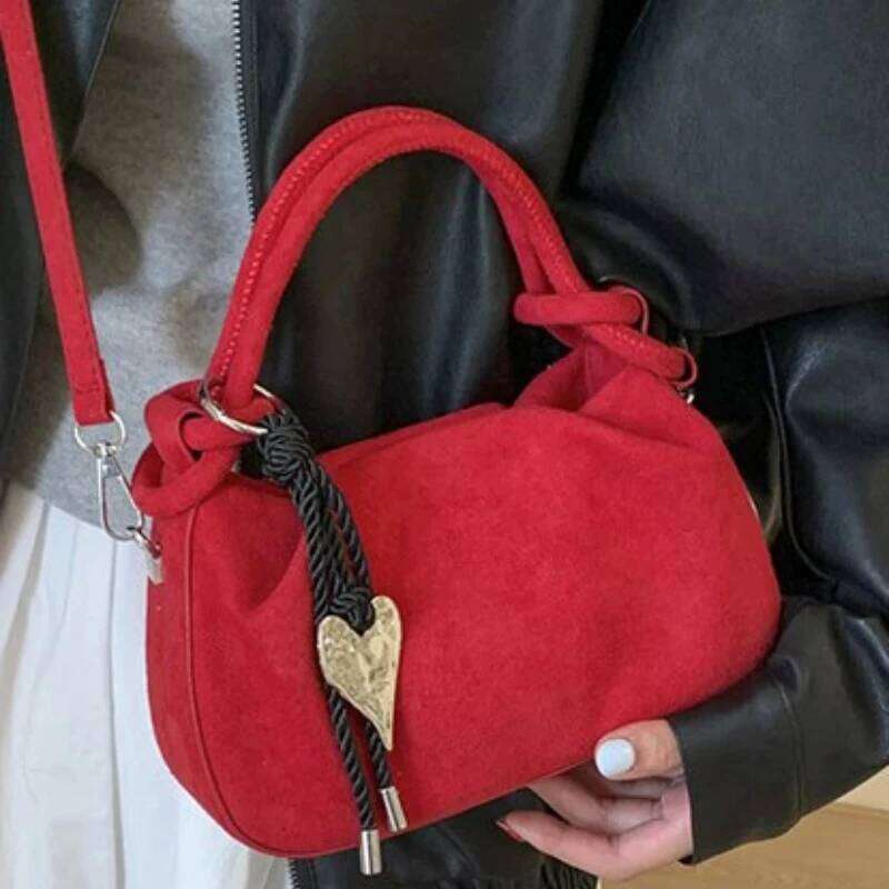 Small Suede Fashion Leather Shoulder Bags for Women 2025 Luxury Designer Brand Trend Crossbody Bag Females Short Handle Handbags Y260205