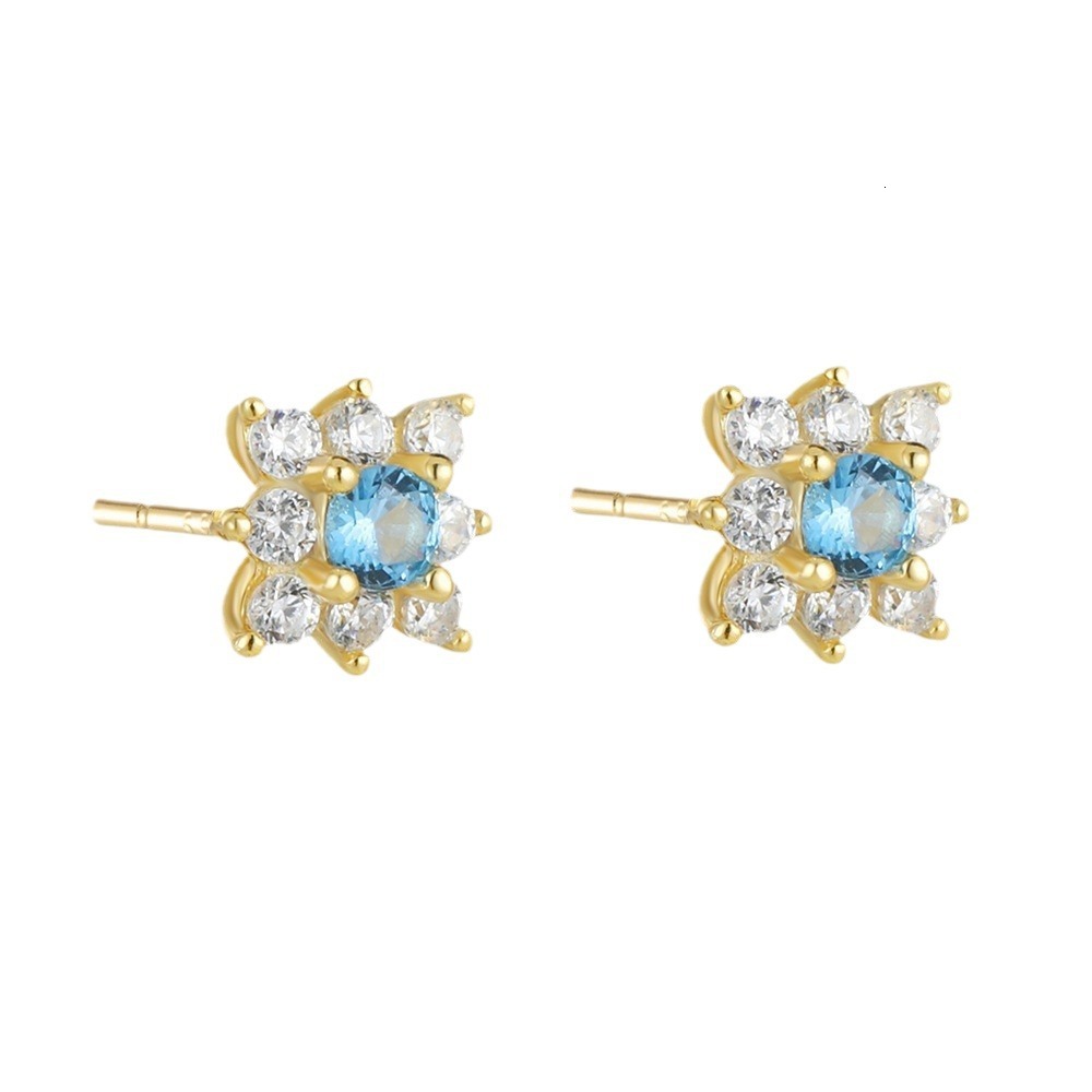 jewelry, fresh floral diamond-studded for women, s925 sterling silver, elegant micro-inlaid zircon flower earrings