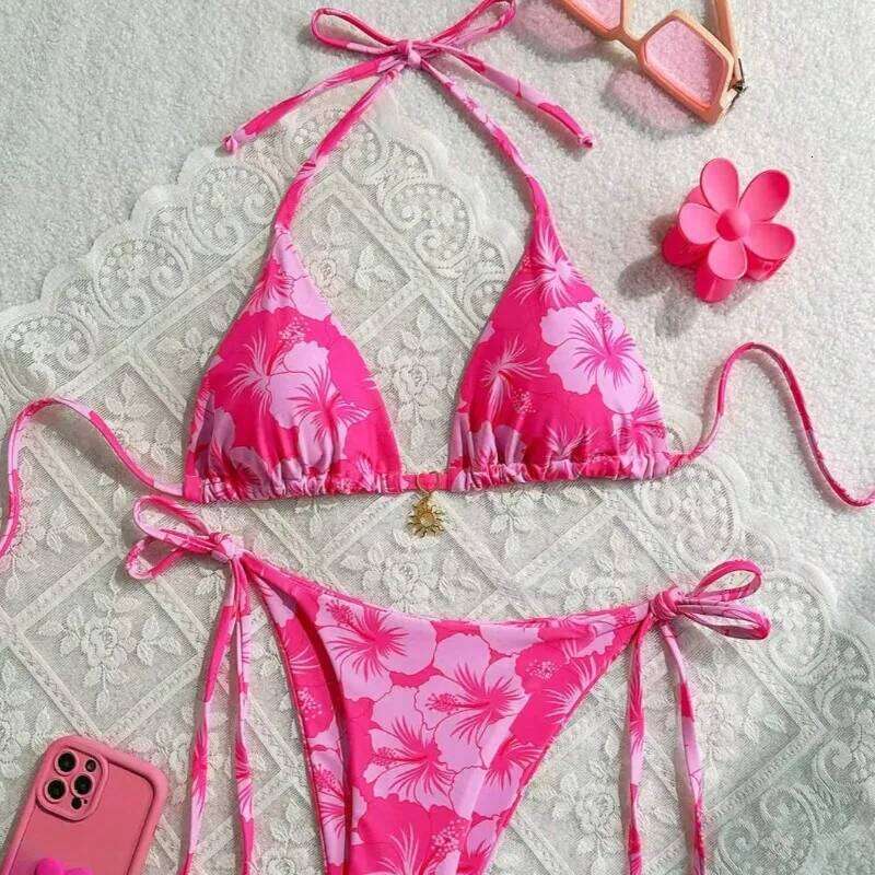 Sexy Strap Print Women Swimsuit Bikini Slim Fit Fairy Swimwear Bathing Female Beach Party Summer Outfit Z260206