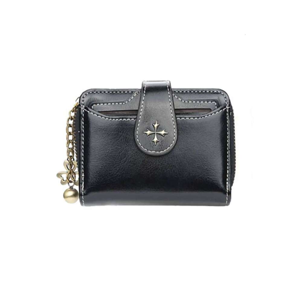 Women's short European and American fashion buckle wallet zipper coin purse Y260206