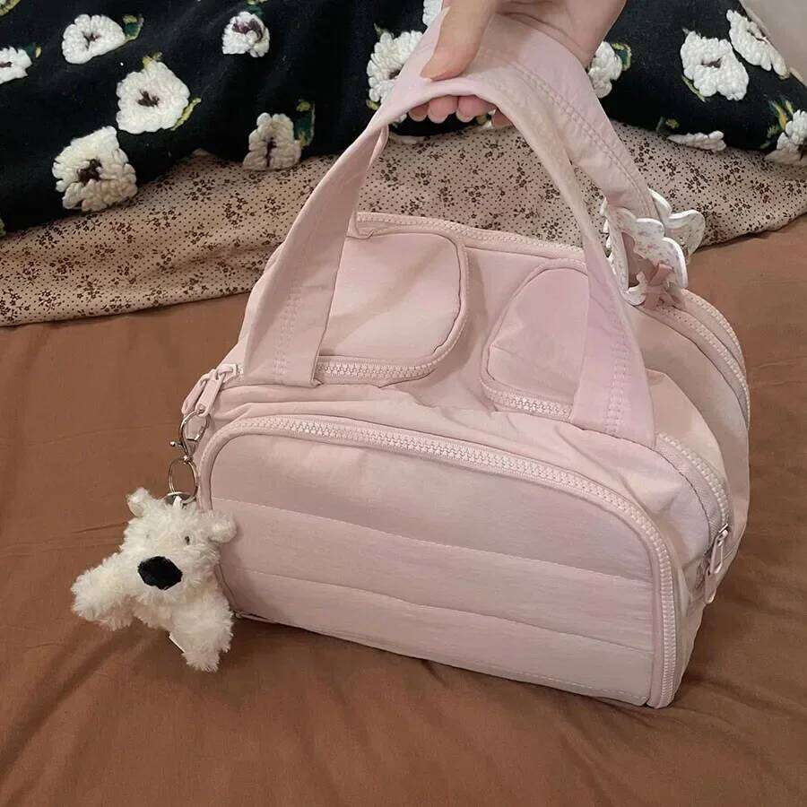 Double Wide Opening Large Capacity Fluffy Makeup Bag New Handheld High End Travel Portable Grooming and Storage Bags Practical Y260206