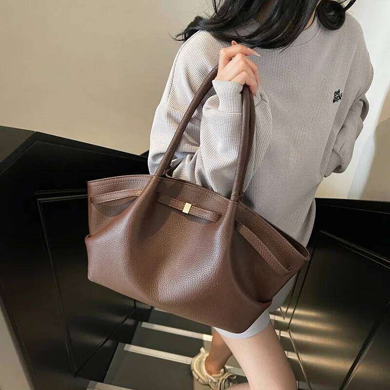 Luxury Fashion Niche Design Soft PU Leather Tote Spacious Capacity Women's Shoulder Crossbody Bag Commuting Travel Y260205