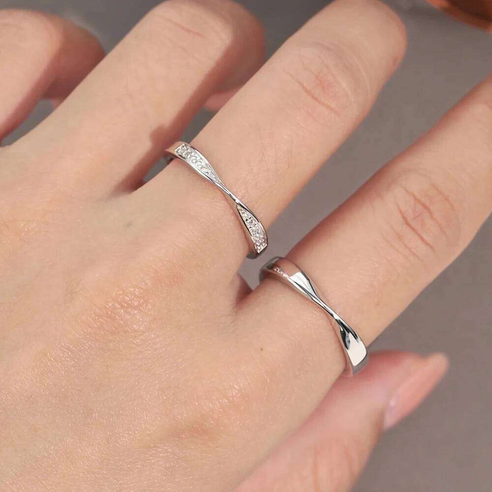 Real 925 Sterling Silver Moissanite Ring Promise Wedding Couple Rings Valentine's Day Anniversary Gift Unisex Band for Women Men W260206