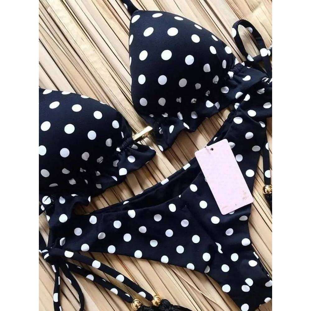 2019 Sexy Halter Women Thong Micro String Padded Swimwear Brazilian Bikini Bandage Tropical Plant Print Swimsuit XJ260206