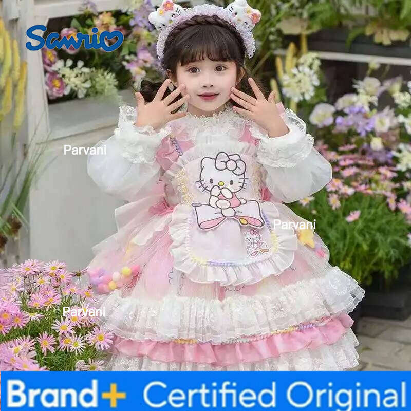 Sanrio Hello Kitty Lolita Party Skirt Girl Kids Dress Child Girls Clothes Kawaii Anime Birthday Gift H260206 - view 5