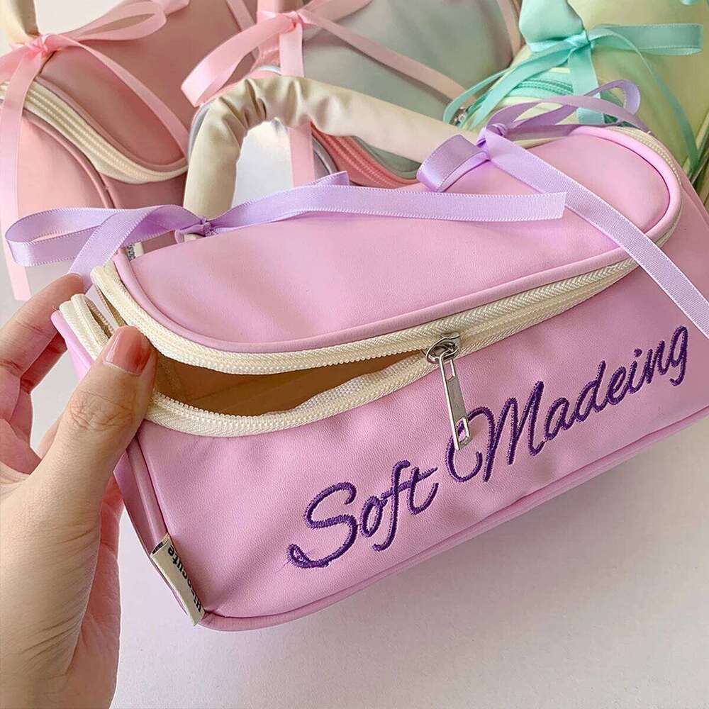 Polyester Bow Handheld Multi functional Cosmetics Storage Box Travel Wash Bag Y260206
