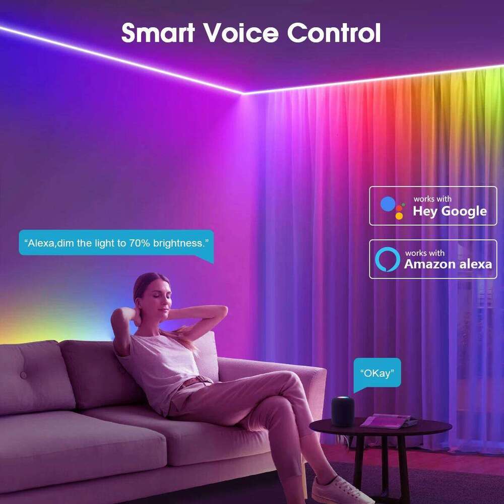 Tuya Smart WiFi WS2811 RGBIC COB Strip Light Addressable Music Sync Chasing LED Tape Lights Voice Control Room Decor Z260206