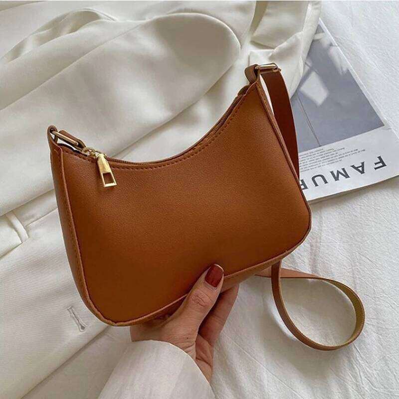 Women's Fashion Retro Solid Color PU Leather Shoulder Underarm Bag Casual Women Hobos Handbags Y260205