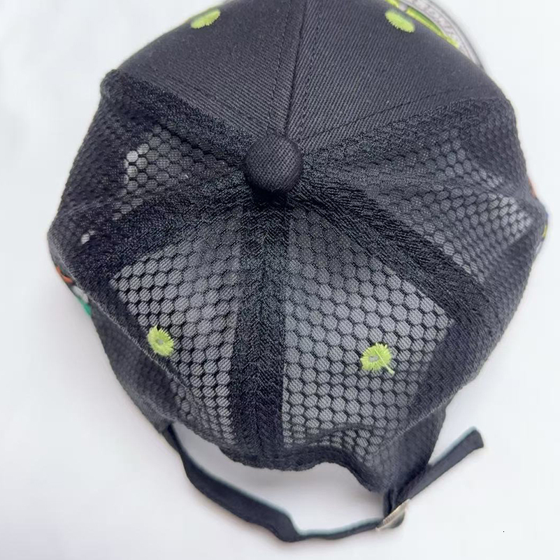 Men's Women's Black Red Flat Brim Cap White L Embroidery Mesh Hip Hop Streetwear Hat