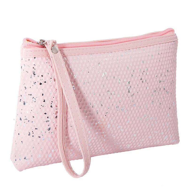 New Fashion sequin PU Leather Cosmetic Large Capacity Portable Women's Handheld Makeup Storage Bag Y260206