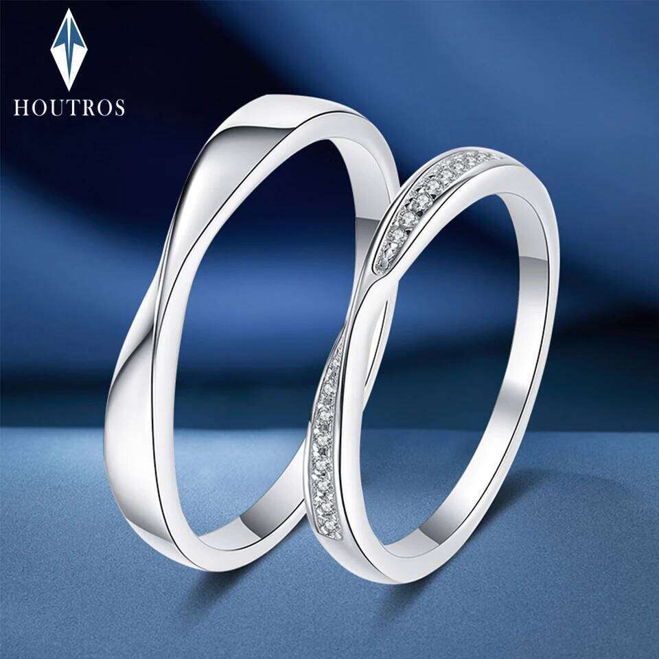 Real 925 Sterling Silver Moissanite Ring Promise Wedding Couple Rings Valentine's Day Anniversary Gift Unisex Band for Women Men W260206