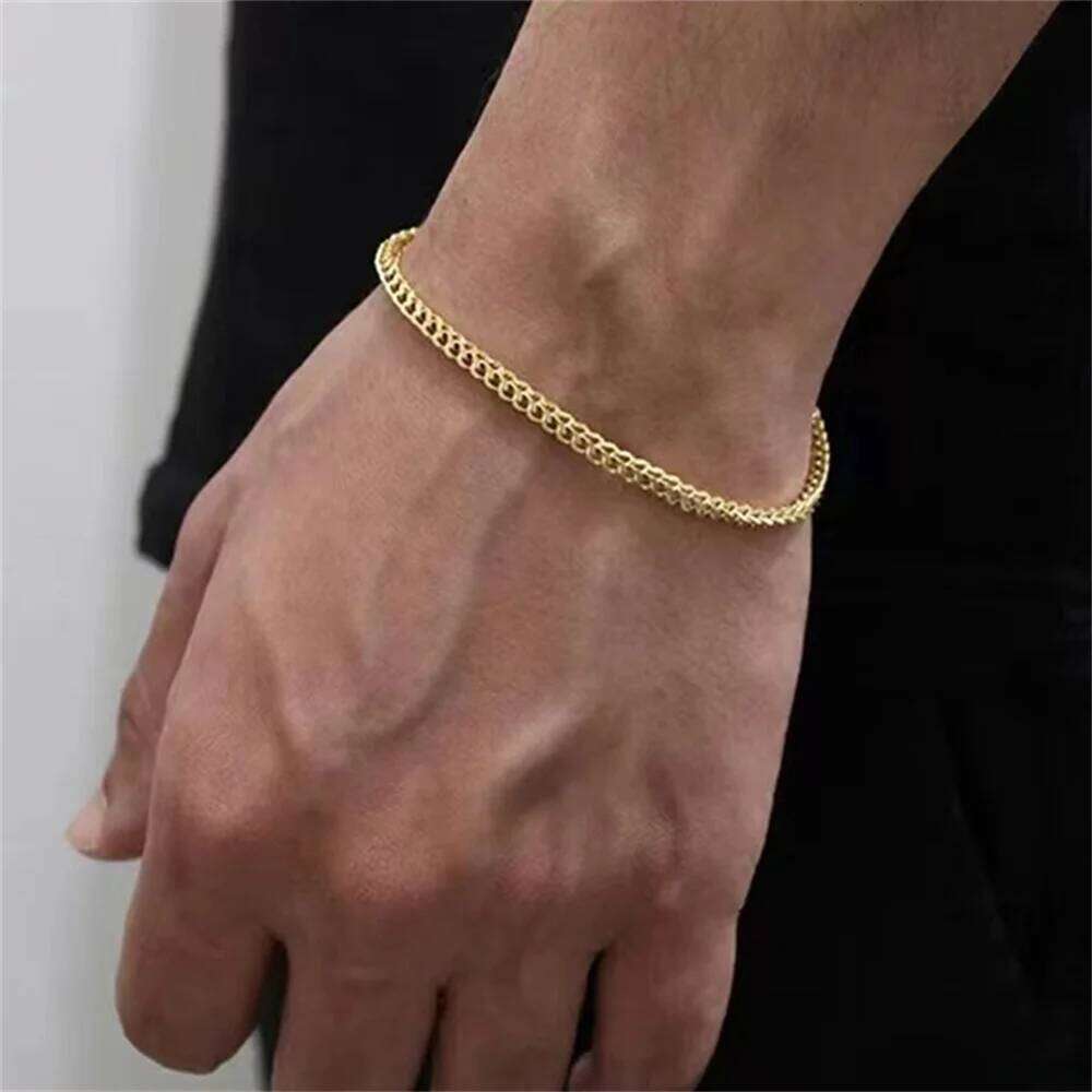 3mm Stainless Steel Geometric Square Cuban Simple Men Trendy Jewelry Bracelet For Women Accessories 26H0206