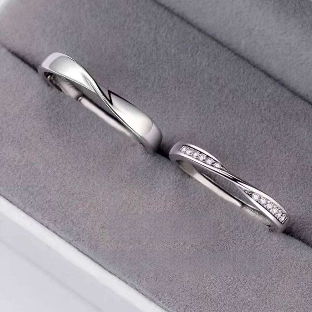 Real 925 Sterling Silver Moissanite Ring Promise Wedding Couple Rings Valentine's Day Anniversary Gift Unisex Band for Women Men W260206