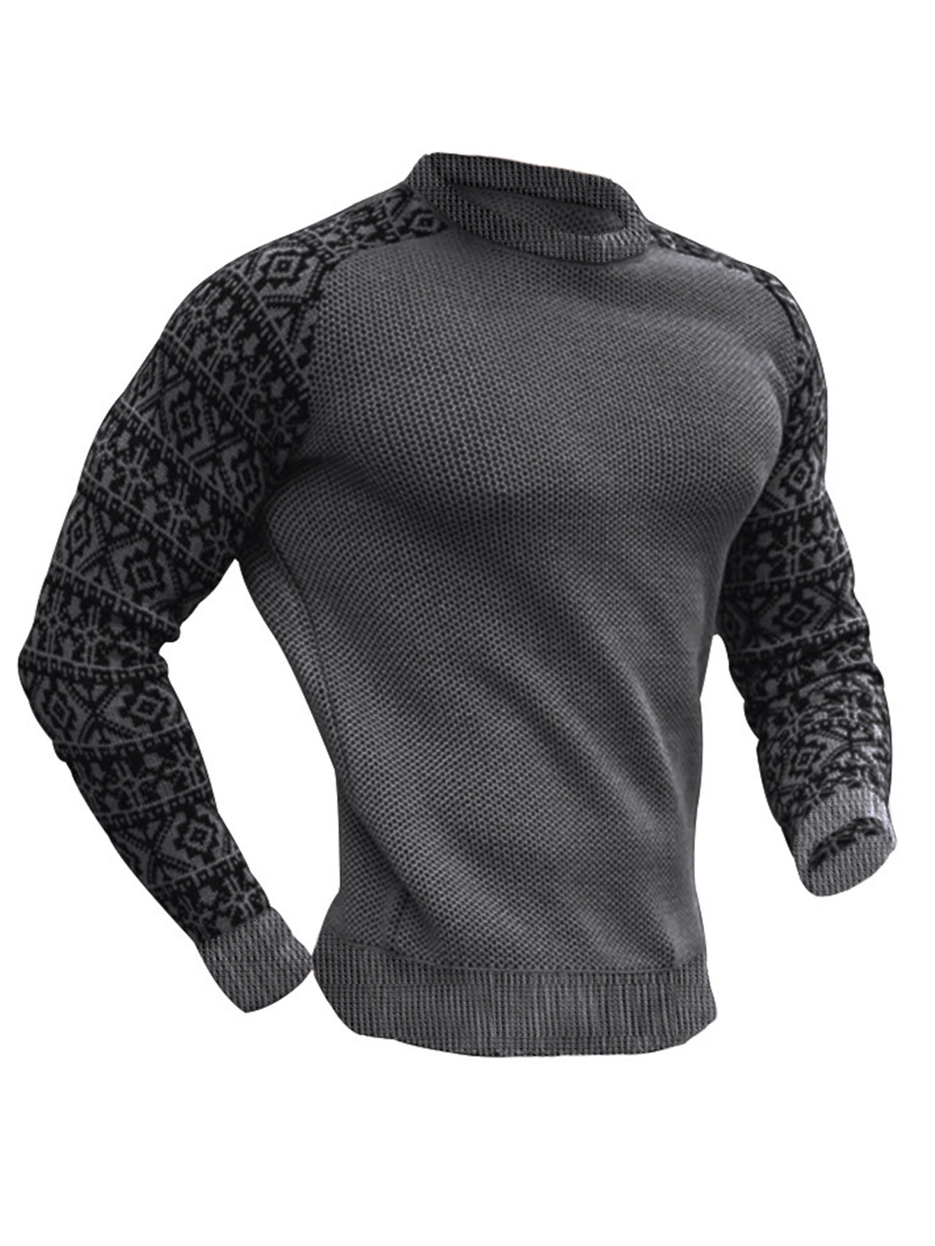 Men's Waffle Knit Long Sleeve Base Layer T-Shirt, Pullover 2-Piece Casual Set, Premium Feel Men's Loungewear