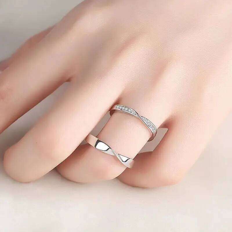 New Fashion Mobius Smooth Couple Rings Classic Silver Color Adjustable Ring For Men Women Wedding Jewelry Valentine's Gift W260206
