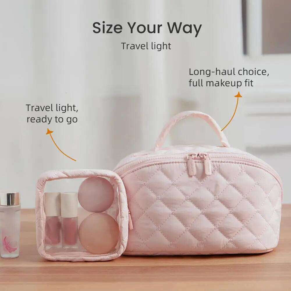 High-quality Travel Cosmetic Storage Portable Large Capacity Handheld Three-layer Waterproof Soft Pink Toiletry Makeup Bag Y260206