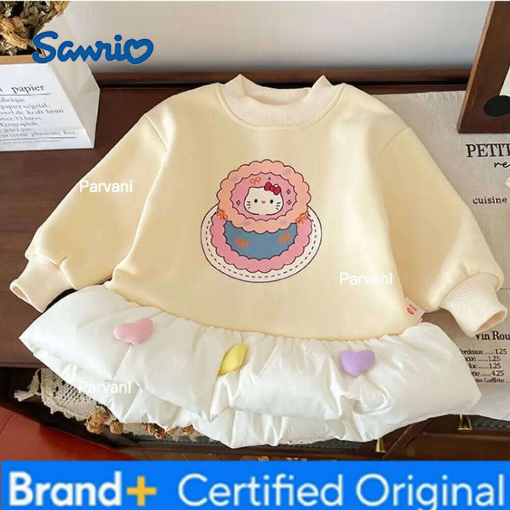 Sanrio Hello Kitty Girls' Lined Thickened Korean Baby Stylish Sweet Cute Winter Sweatshirt Dress Color Striped Leggings H260206 - view 6