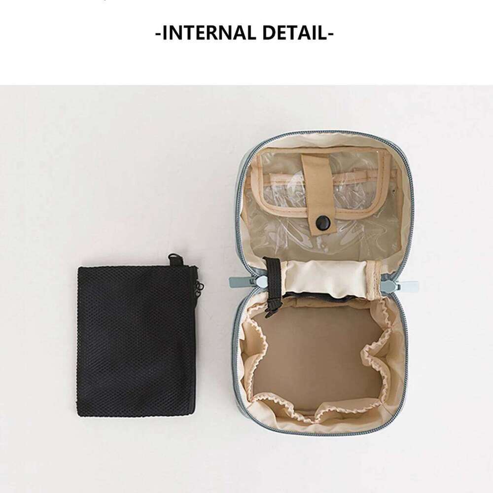 Cylinder Cosmetic Bag with Inner Pocket Portable Waterproof Travel Organize Makeup Pouch Y260206