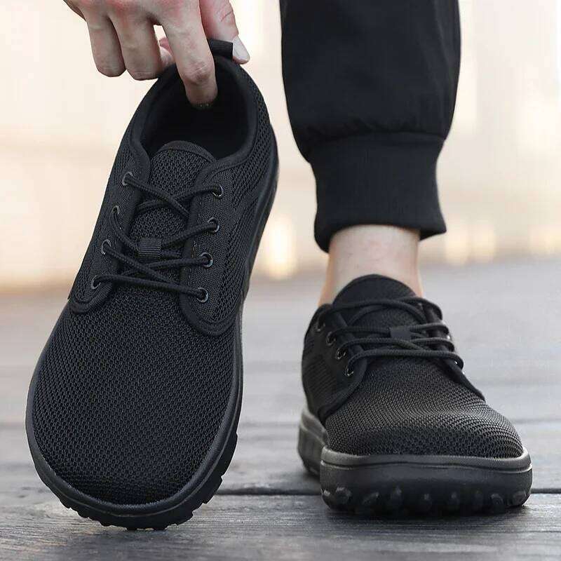 Mesh Wide Toe Minimalist Comfortable Lightweight Walking Shoes Daily Outdoor Breathable Travel Men's Flat Sneakers