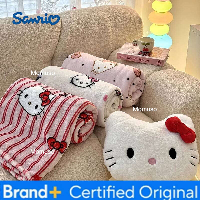 Sanrio Cartoon Hellokitty Kawaii Children Printed Double-Sided Milk Velvet Single-Layer Girls Lunch Thin Blanket H2602061