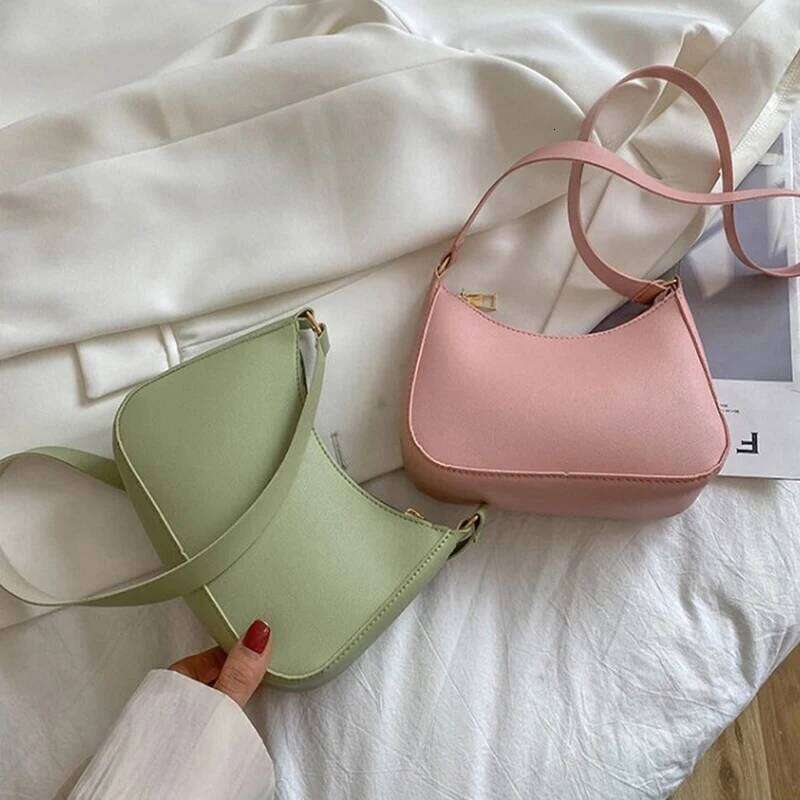 Women's Fashion Retro Solid Color PU Leather Shoulder Underarm Bag Casual Women Hobos Handbags Y260205