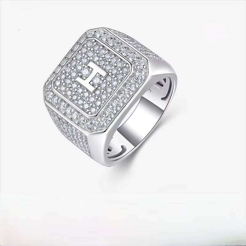 Moissanite Large Ring Hip Hop Style 925 Silver Luxury Fashion Jewelry Custom OEM For Trendy