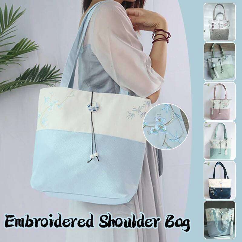 Ancient Style Portable Hanfu Handbag Women Embroidered Handbags Large Capacity Casual Shoulder Bag Girl Gift