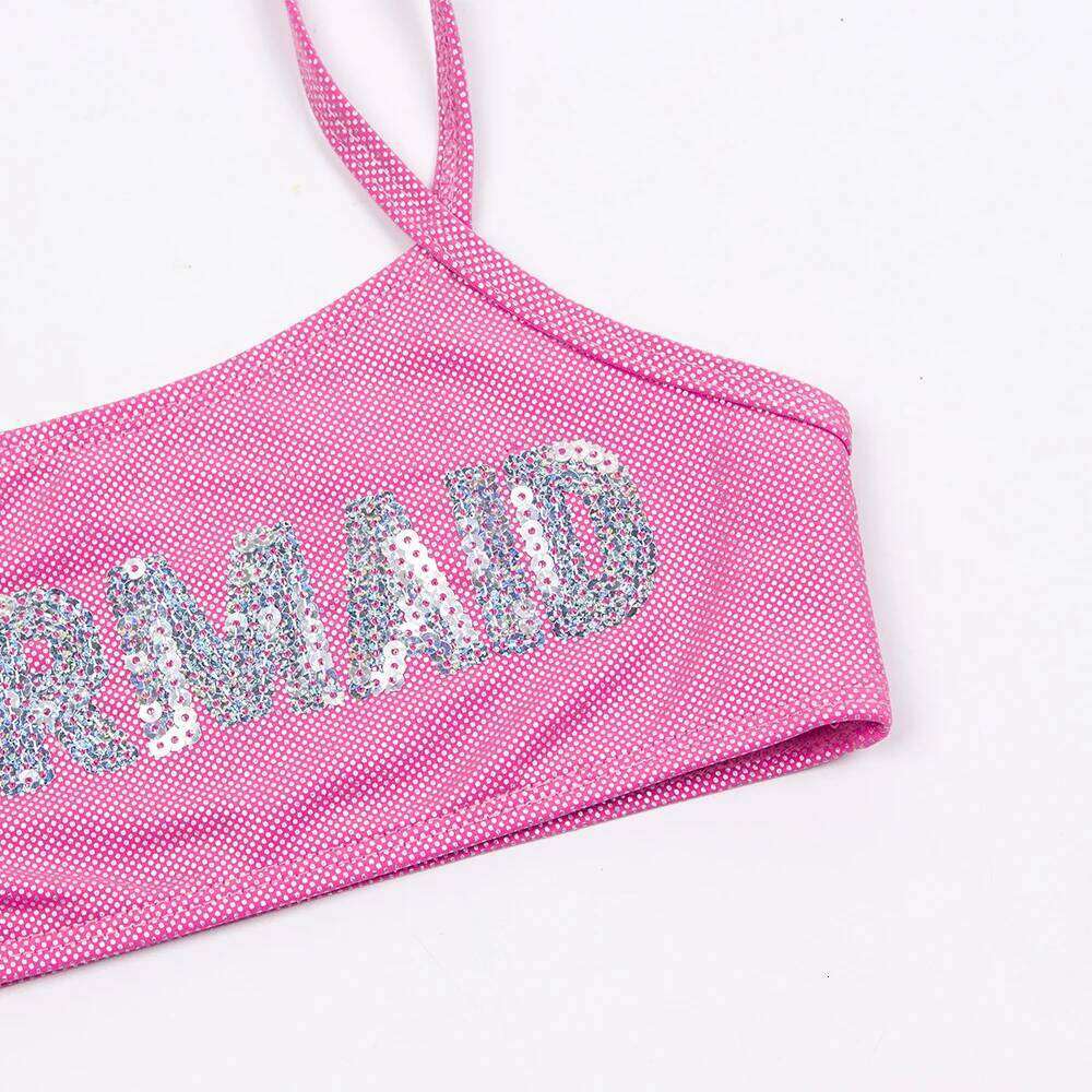 3-8 Years Mermaid Sequin Children Swimsuit Girls Kids Bikini Set Cute Baby Summer Beach Swimwear Biquini Infantil XJ260206