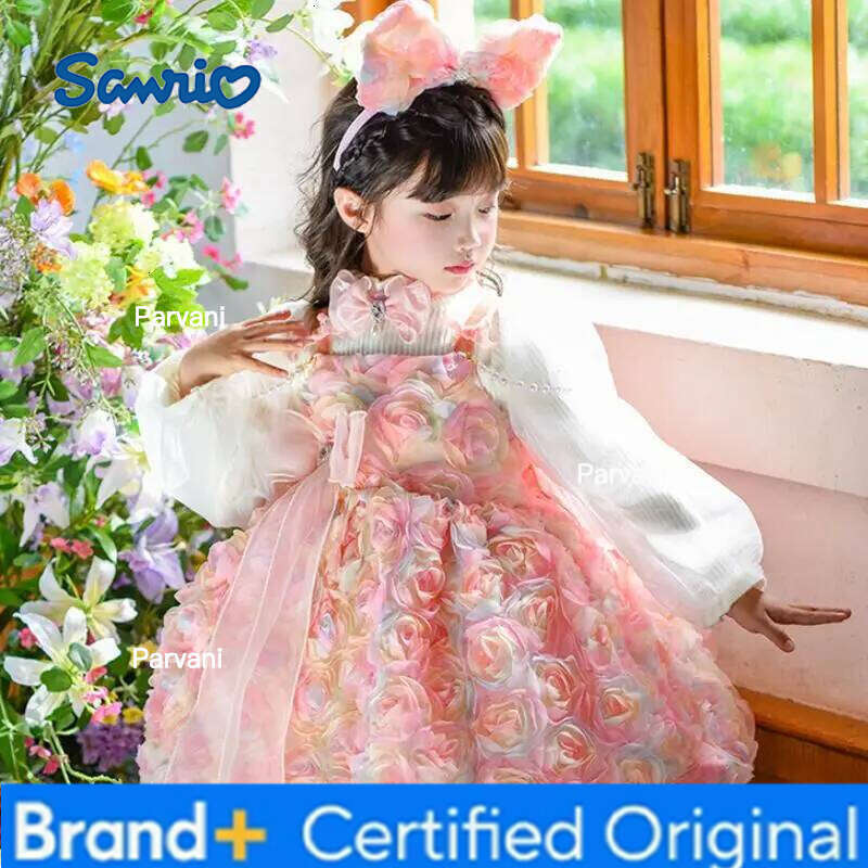 Sanrio Lolita Princess Dress 2026 Autumn New Children's Cartoon Anime Rose Sweet and Comfortable Suspender Skirt Christmas Girl Kawaii H260206 - view 5