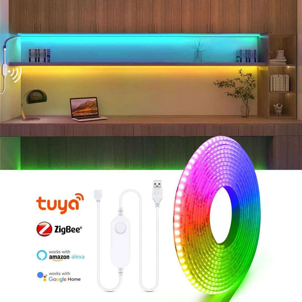 Intelligence Zigbee 3.0 Controller USB COB LED Strip APP Dimming Control RGB/White/WW/NW Lamp Tape for Alexa Google Voice Assist Z260206
