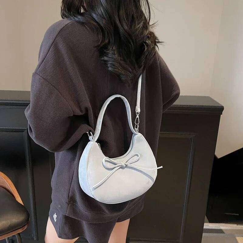 LEFTSIDE Small Sweet Bow PU Leather Saddle Bags Lady Crossbody Shoulder Bag for Women 2025 Spring Y2K Trend Handbags and Purses Y260205