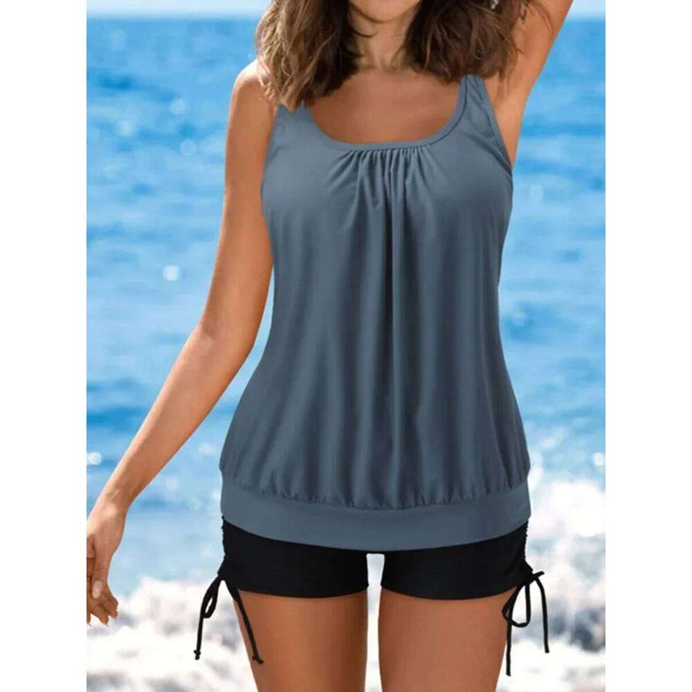 5XL Large Plus Size Swimsuit Women Tankini 2025 Sexy Bikini Two Pieces Set High Waist Swimwear Female Bathing Suit Beach Bathers XJ260206