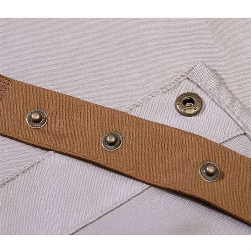 Customized Embroidery Print Logo Signature Waterproof Kitchen Home Chef Baking Clothes With Pockets Adult Bib Waist Bag Aprons S260205