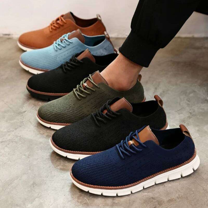 Fashion Men's Mesh Casual Shoes Breathable Knitted Walking Non-slip Sole Comfortable Flexible Running Shoe Sneakers Men