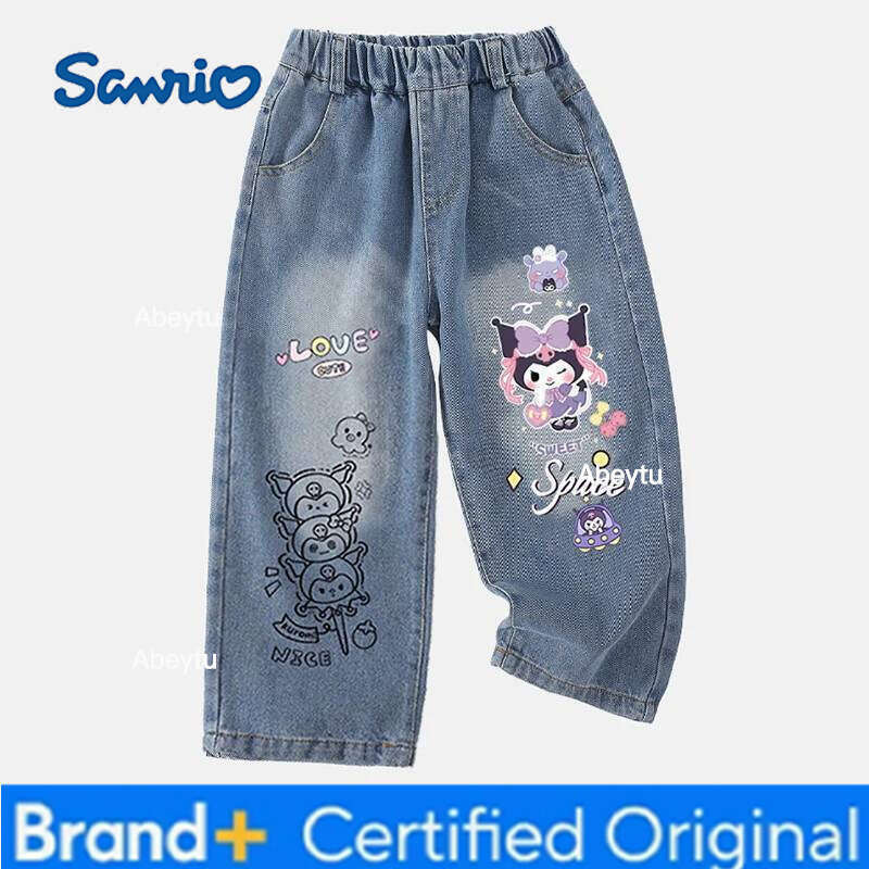 Sanrio Cinnamoroll Boy u Hello Kitty Jeans My Melody Pants Girl Kawaii Straight Trousers Anime Gift H260206