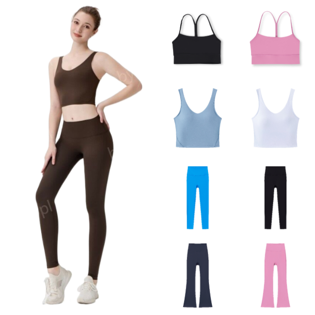 Designer women leggings set 3 piece sports bra high waist wide leg leggings running pants yoga clothes sports underwear fitness pants sports clothing sports suit