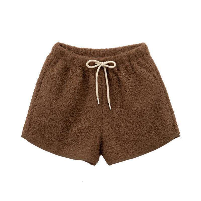 2Pcs Women Winter High Waist Sherpa Fashion Warm Petite Hot Pants Slim Fit A Line Casual Shorts XJ260206