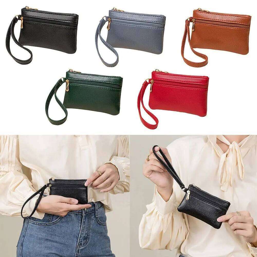 Fashion PU Zero Wallet Dual Zipper Waterproof Coin Storage Bag Solid Color Lightweight Small Card Pack Women Y260206