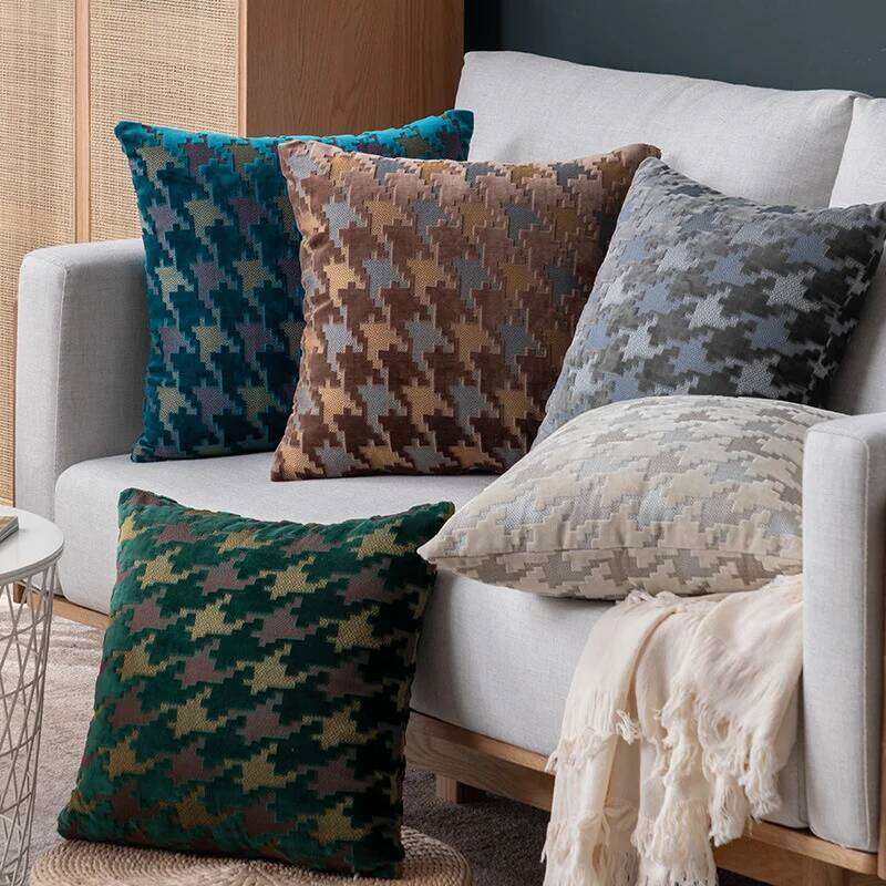 Luxury Houndstooth 45x45cm Decorative High-end Pillow Cover for Sofa Home Decor Pillowcase Livingroom Cushion Case