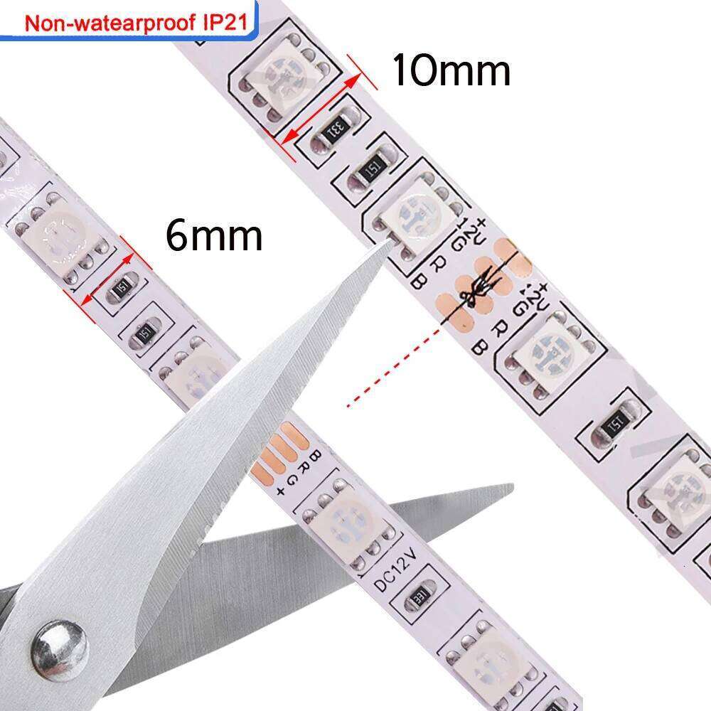 Led Strip 5050 RGB 12V 24V 5m 10m 20m 30m 50m 100m Flexible Light 6mm 10mm Tape 60LED/m High Brightness Ribbon Waterprof Decor Z260206